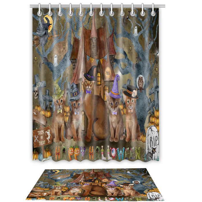 Abyssinian Shower Curtain & Bath Mat Set, Bathroom Decor Curtains with hooks and Rug, Explore a Variety of Designs, Personalized, Custom, Cat Lover's Gifts