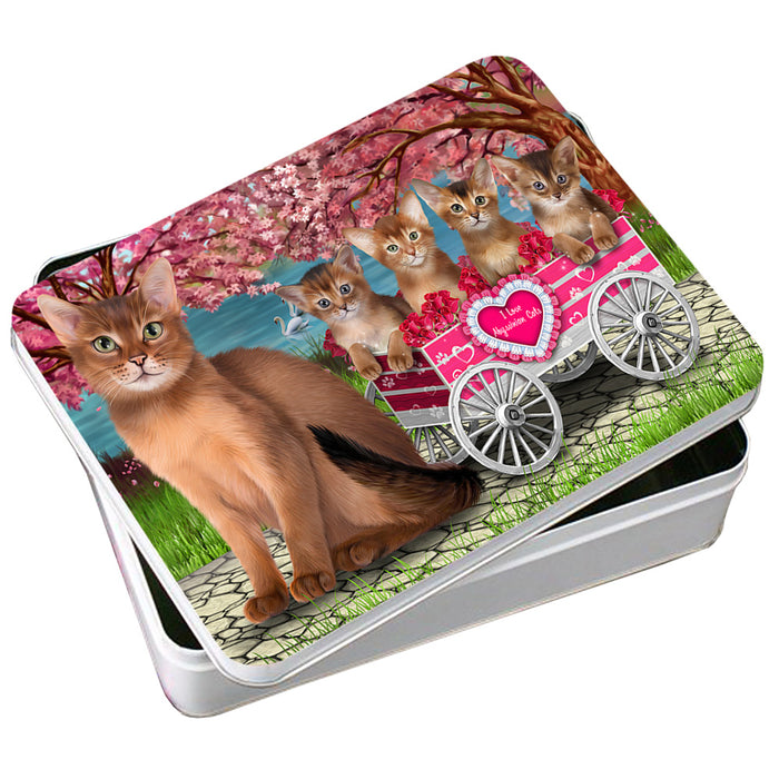 I Love Abyssinian Cat in a Cart Art Portrait Photo Storage Tin PITN52724