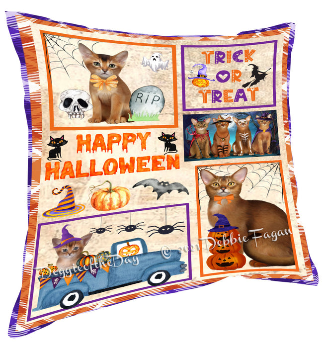 Happy Halloween Trick or Treat Abyssinian Cats Pillow with Top Quality High-Resolution Images - Ultra Soft Pet Pillows for Sleeping - Reversible & Comfort - Ideal Gift for Dog Lover - Cushion for Sofa Couch Bed - 100% Polyester