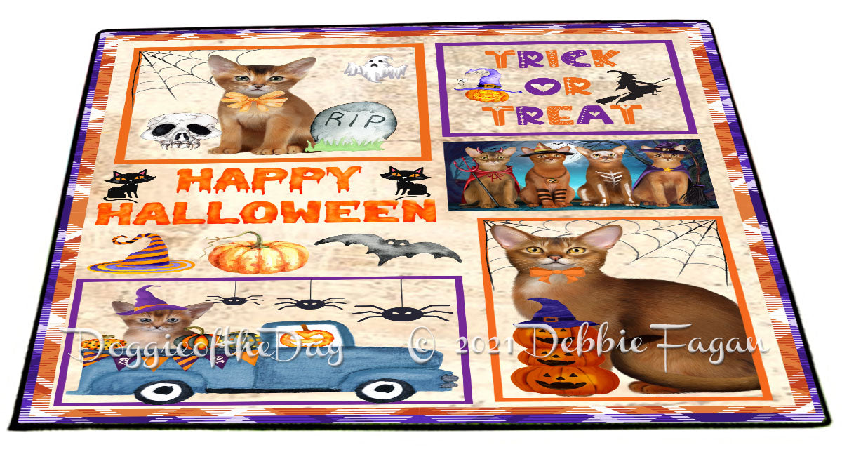 Happy Halloween Trick or Treat Abyssinian Cats Indoor/Outdoor Welcome Floormat - Premium Quality Washable Anti-Slip Doormat Rug FLMS57949