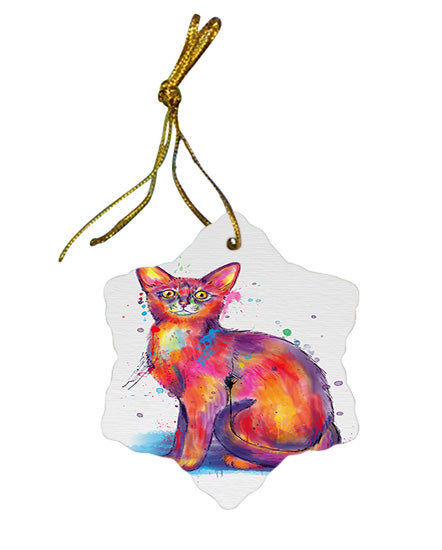 Watercolor Abyssinian Cat Star Porcelain Ornament SPOR57425