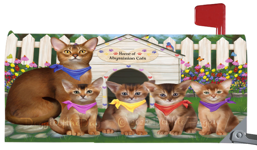 Spring Dog House Abyssinian Cat Magnetic Mailbox Cover Both Sides Pet Theme Printed Decorative Letter Box Wrap Case Postbox Thick Magnetic Vinyl Material