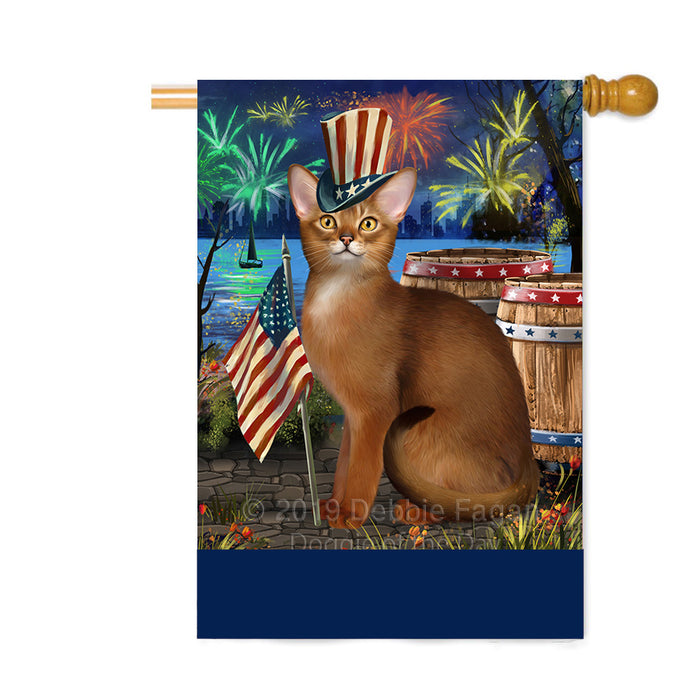 Personalized 4th of July Firework Abyssinian Cat Custom House Flag FLG-DOTD-A57755