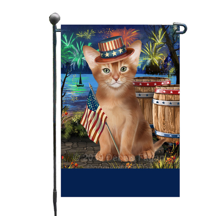 Personalized 4th of July Firework Abyssinian Cat Custom Garden Flags GFLG-DOTD-A57700