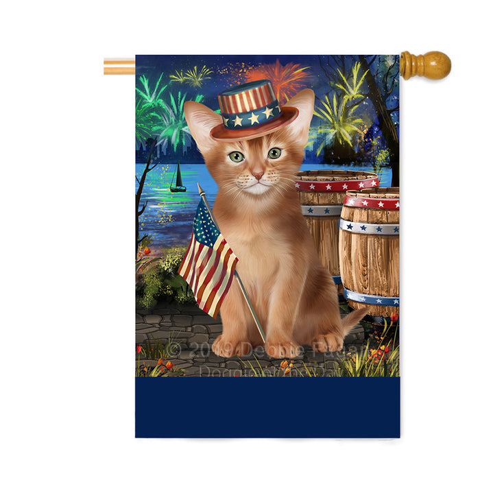 Personalized 4th of July Firework Abyssinian Cat Custom House Flag FLG-DOTD-A57756