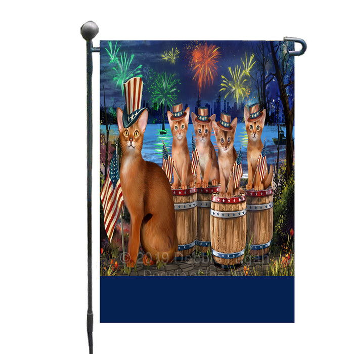 Personalized 4th of July Firework Abyssinian Cats Custom Garden Flags GFLG-DOTD-A57701