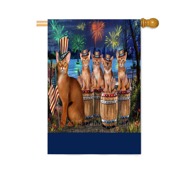 Personalized 4th of July Firework Abyssinian Cats Custom House Flag FLG-DOTD-A57757