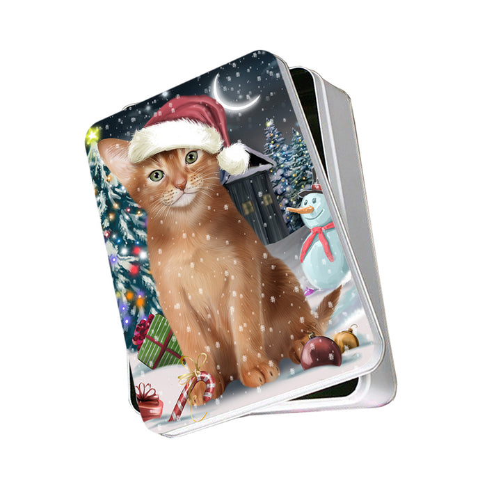 Have a Holly Jolly Christmas Happy Holidays Abyssinian Cat Photo Storage Tin PITN54176