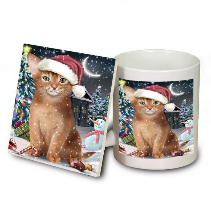 Have a Holly Jolly Christmas Happy Holidays Abyssinian Cat Mug and Coaster Set MUC54225