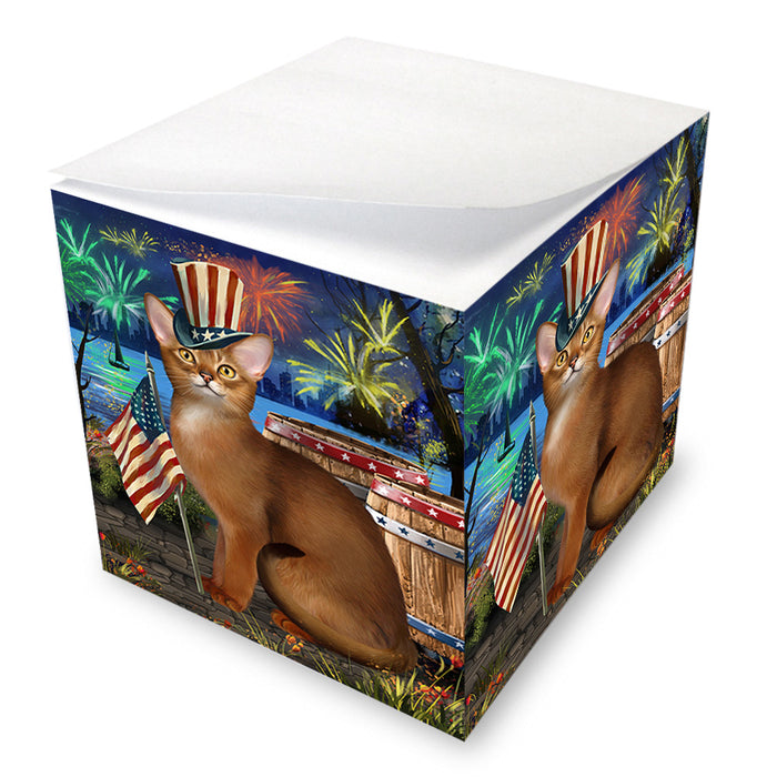4th of July Independence Day Firework Abyssinian Cat Note Cube NOC55673