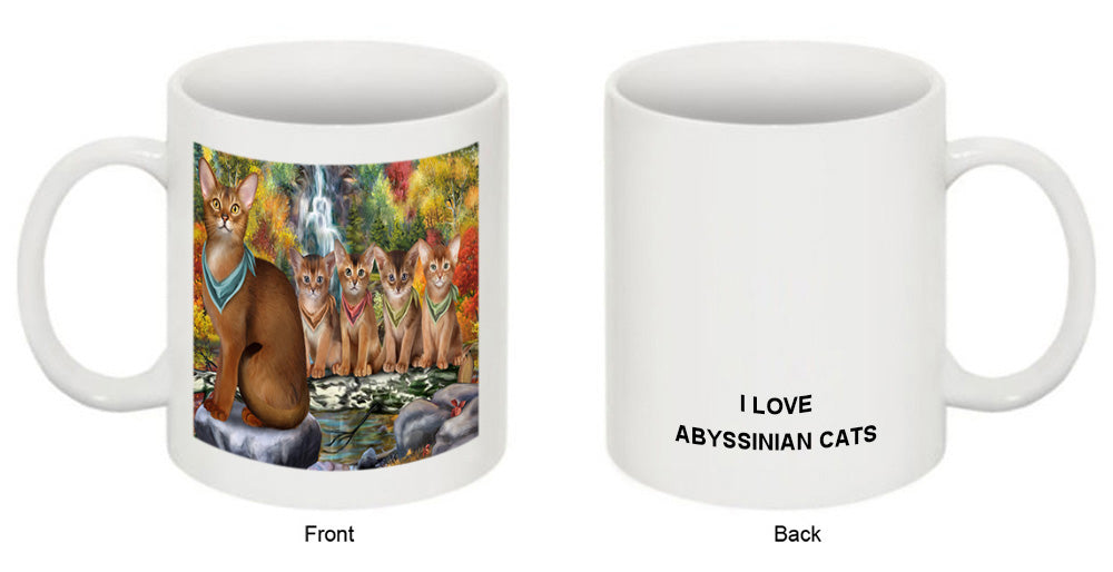 Scenic Waterfall Abyssinian Cats Coffee Mug MUG50056