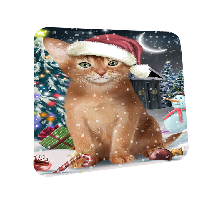 Have a Holly Jolly Christmas Happy Holidays Abyssinian Cat Coasters Set of 4 CST54191