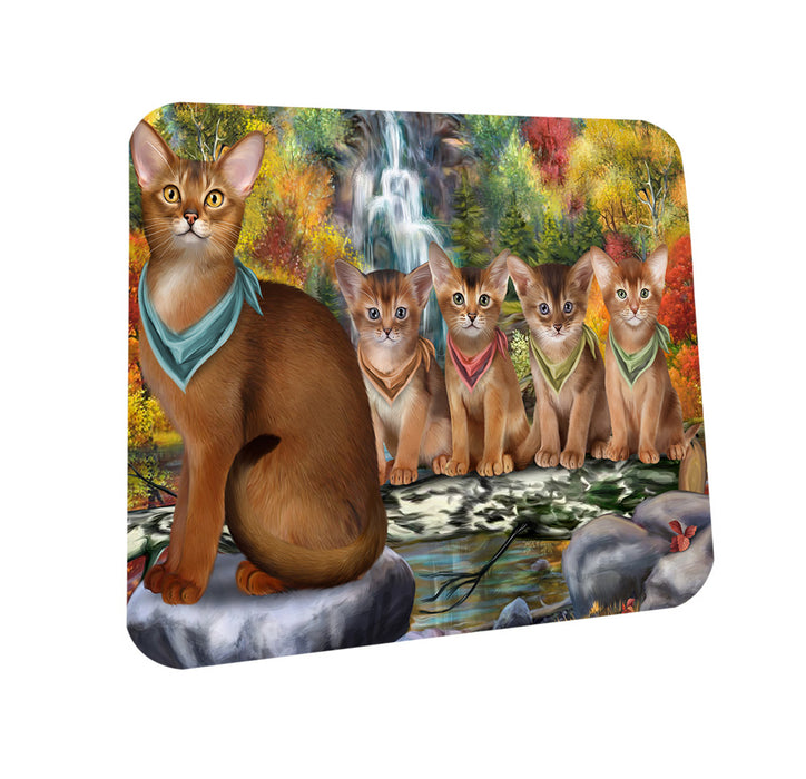 Scenic Waterfall Abyssinian Cats Coasters Set of 4 CST54616