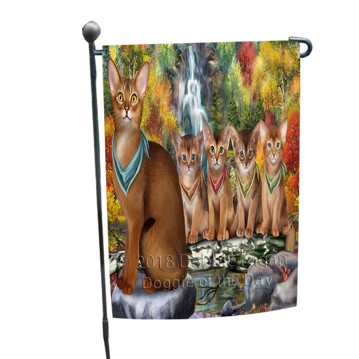 Scenic Waterfall Abyssinian Cats Garden Flag GFLG54848