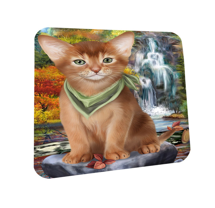 Scenic Waterfall Abyssinian Cat Coasters Set of 4 CST54617