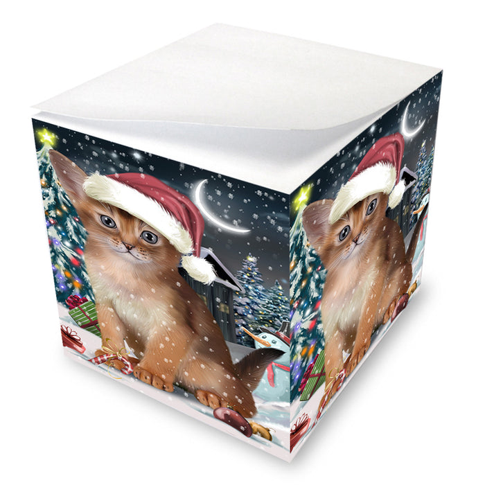 Have a Holly Jolly Christmas Happy Holidays Abyssinian Cat Note Cube NOC55880