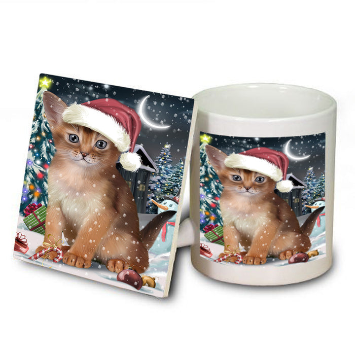 Have a Holly Jolly Christmas Happy Holidays Abyssinian Cat Mug and Coaster Set MUC54226