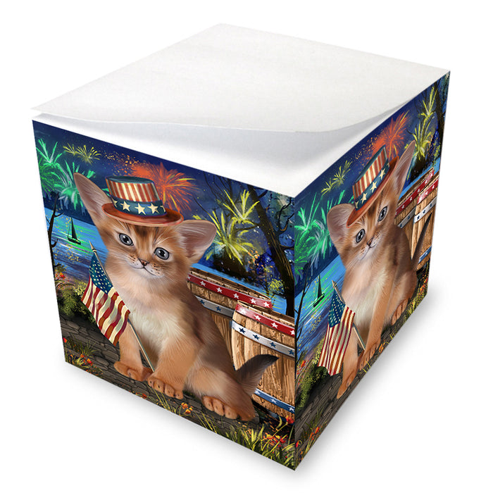 4th of July Independence Day Firework Abyssinian Cat Note Cube NOC55674