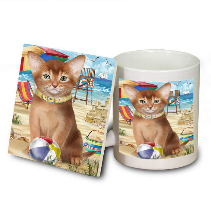 Pet Friendly Beach Abyssinian Cat Mug and Coaster Set MUC54148