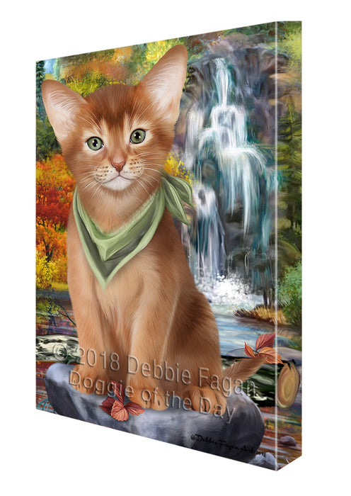 Scenic Waterfall Abyssinian Cat Canvas Print Wall Art Décor CVS110933