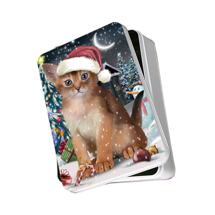 Have a Holly Jolly Christmas Happy Holidays Abyssinian Cat Photo Storage Tin PITN54177