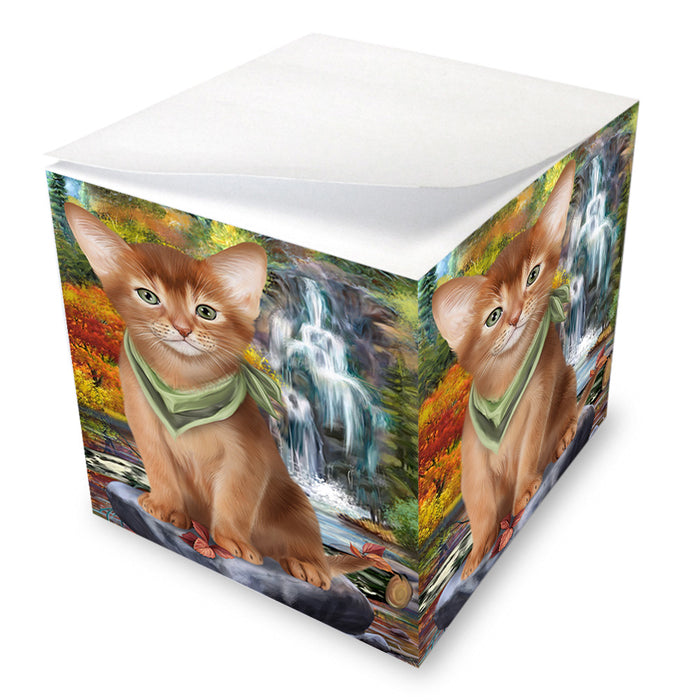 Scenic Waterfall Abyssinian Cat Note Cube NOC56305