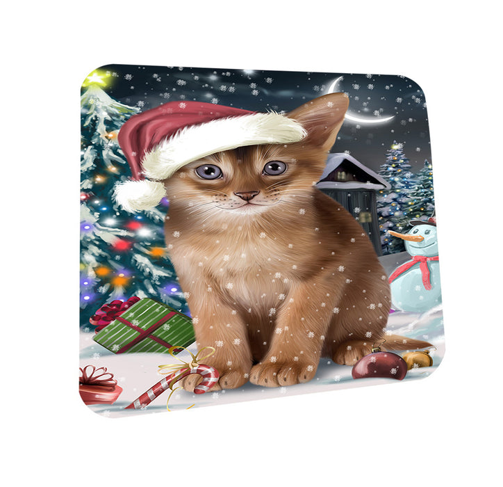 Have a Holly Jolly Christmas Happy Holidays Abyssinian Cat Coasters Set of 4 CST54193