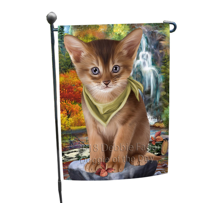 Scenic Waterfall Abyssinian Cat Garden Flag GFLG54850