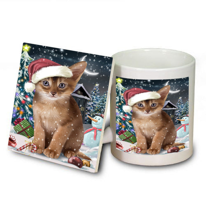 Have a Holly Jolly Christmas Happy Holidays Abyssinian Cat Mug and Coaster Set MUC54227