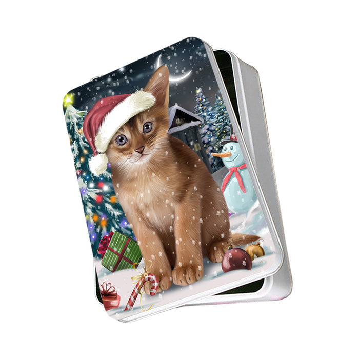 Have a Holly Jolly Christmas Happy Holidays Abyssinian Cat Photo Storage Tin PITN54178