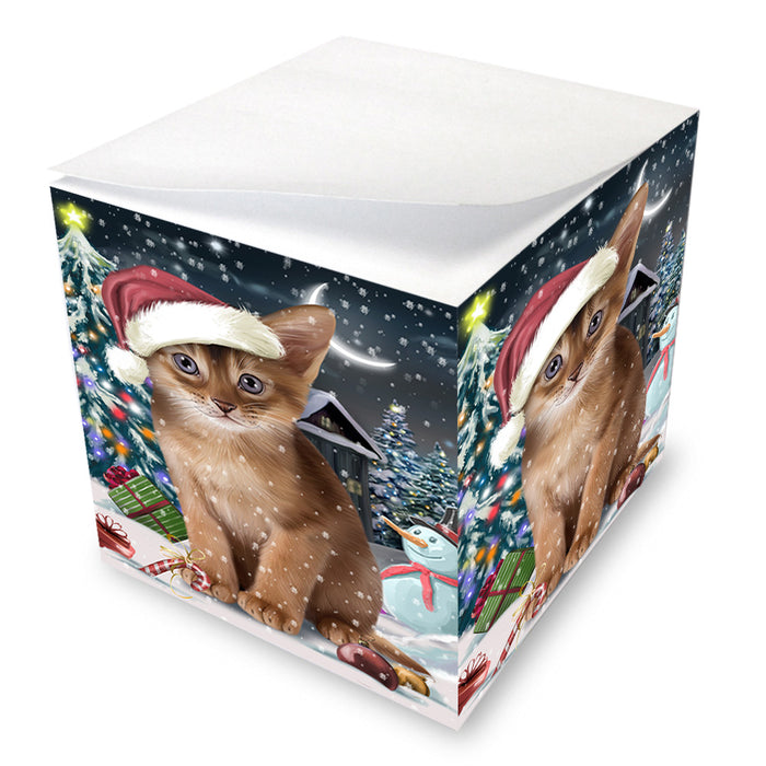 Have a Holly Jolly Christmas Happy Holidays Abyssinian Cat Note Cube NOC55881