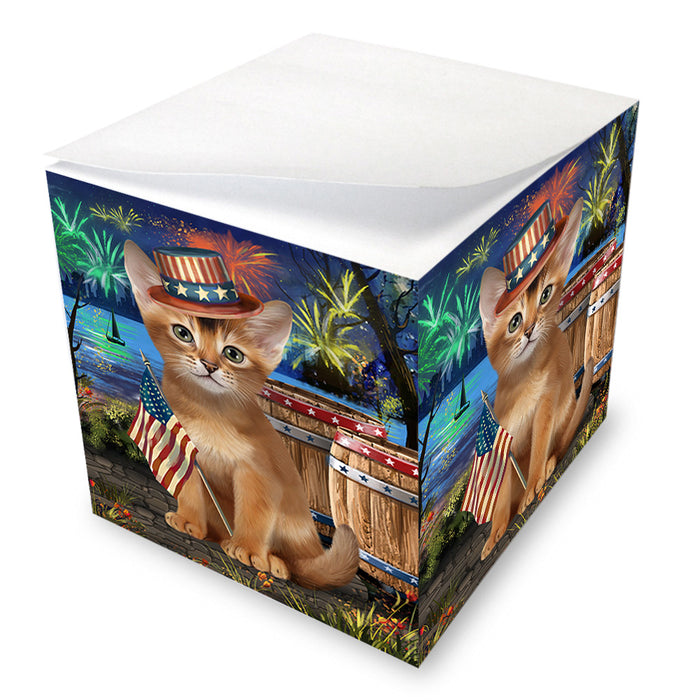4th of July Independence Day Firework Abyssinian Cat Note Cube NOC55675