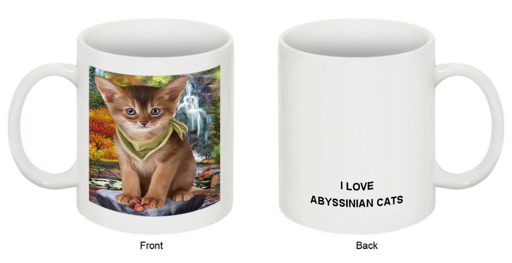 Scenic Waterfall Abyssinian Cat Coffee Mug MUG50058