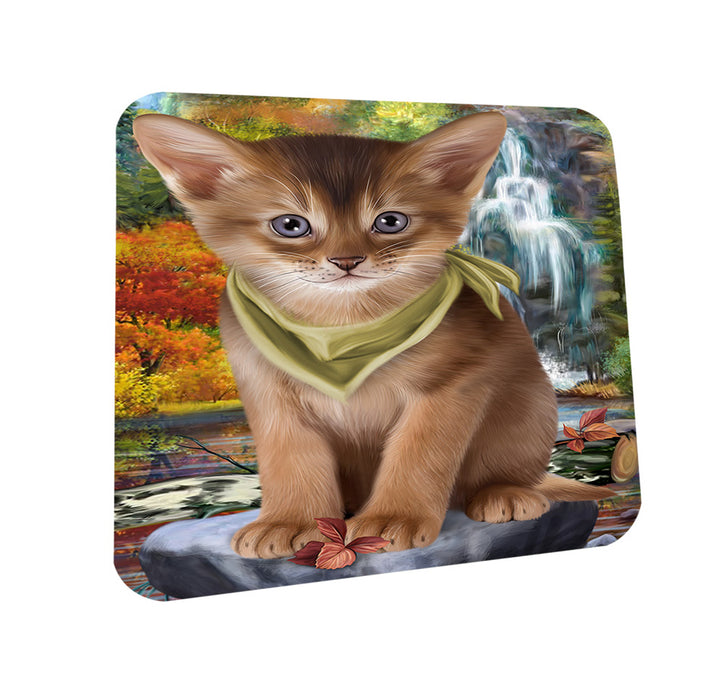Scenic Waterfall Abyssinian Cat Coasters Set of 4 CST54618