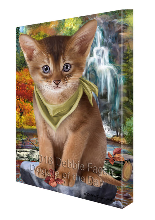 Scenic Waterfall Abyssinian Cat Canvas Print Wall Art Décor CVS110942