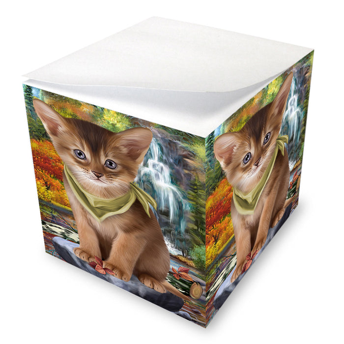 Scenic Waterfall Abyssinian Cat Note Cube NOC56306