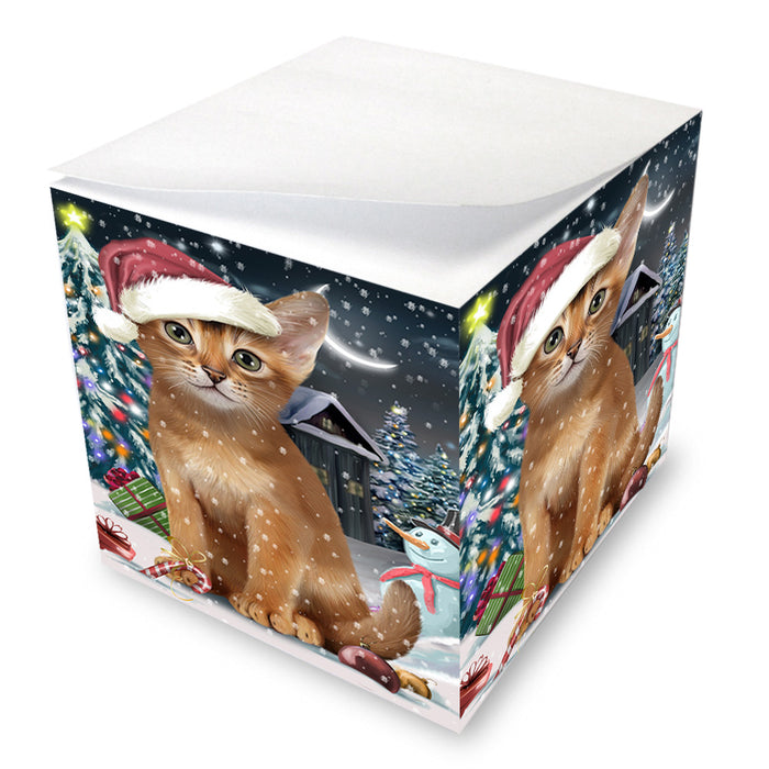 Have a Holly Jolly Christmas Happy Holidays Abyssinian Cat Note Cube NOC55882
