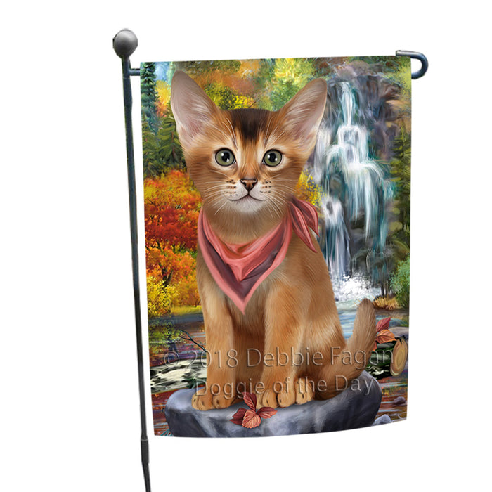 Scenic Waterfall Abyssinian Cat Garden Flag GFLG54851