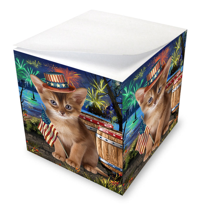 4th of July Independence Day Firework Abyssinian Cat Note Cube NOC55676