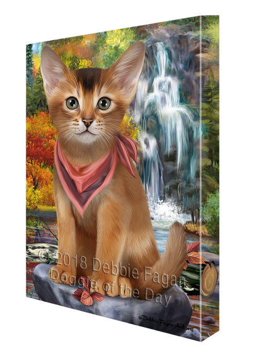 Scenic Waterfall Abyssinian Cat Canvas Print Wall Art Décor CVS110951