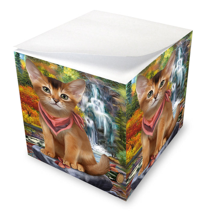 Scenic Waterfall Abyssinian Cat Note Cube NOC56307