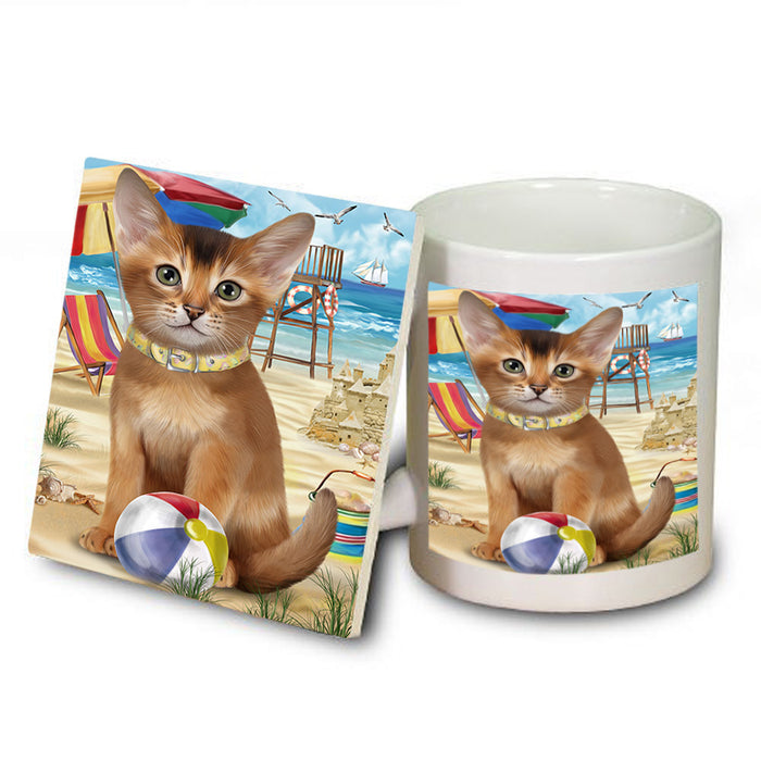 Pet Friendly Beach Abyssinian Cat Mug and Coaster Set MUC54150