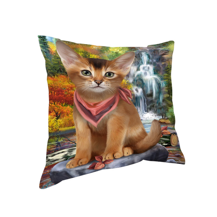 Scenic Waterfall Abyssinian Cat Pillow PIL75780
