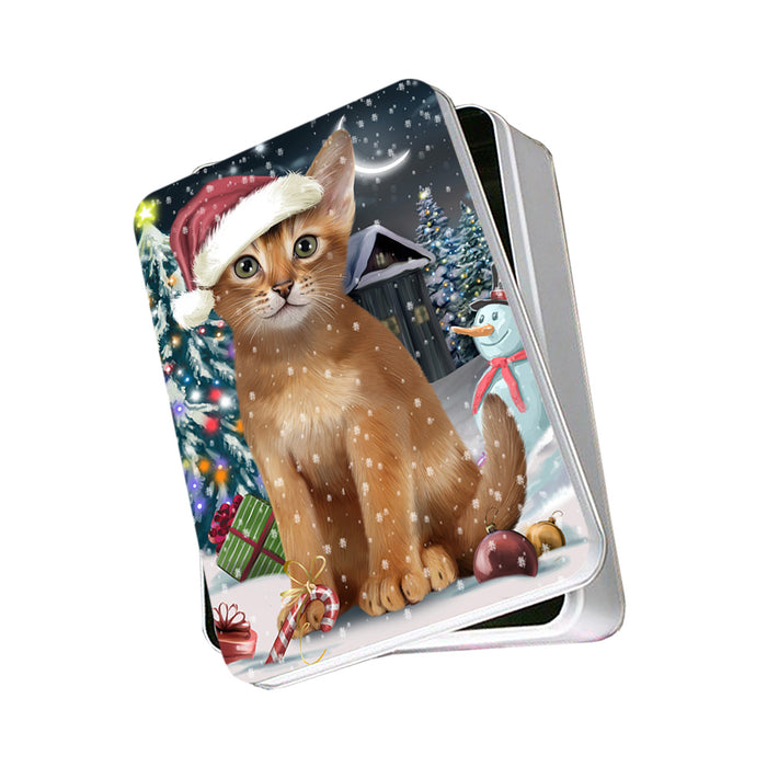 Have a Holly Jolly Christmas Happy Holidays Abyssinian Cat Photo Storage Tin PITN54179