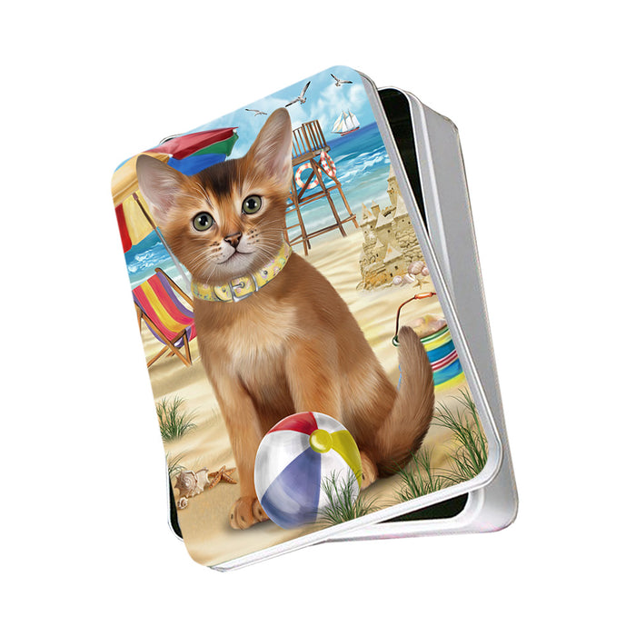Pet Friendly Beach Abyssinian Cat Photo Storage Tin PITN54101