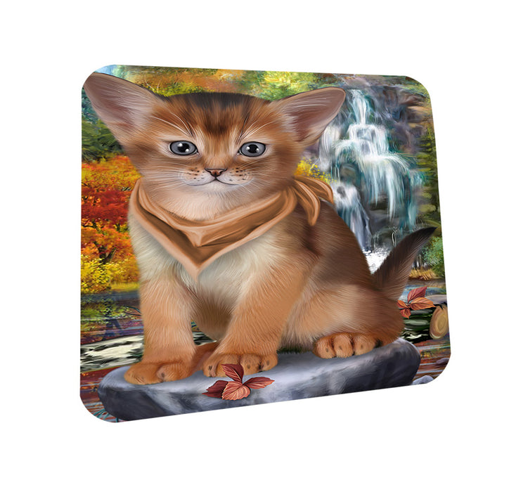 Scenic Waterfall Abyssinian Cat Coasters Set of 4 CST54620