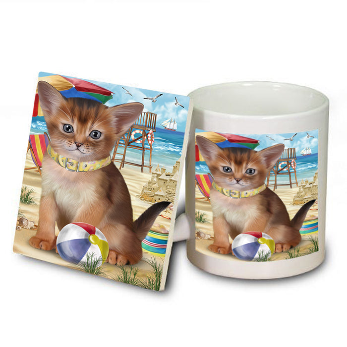 Pet Friendly Beach Abyssinian Cat Mug and Coaster Set MUC54151