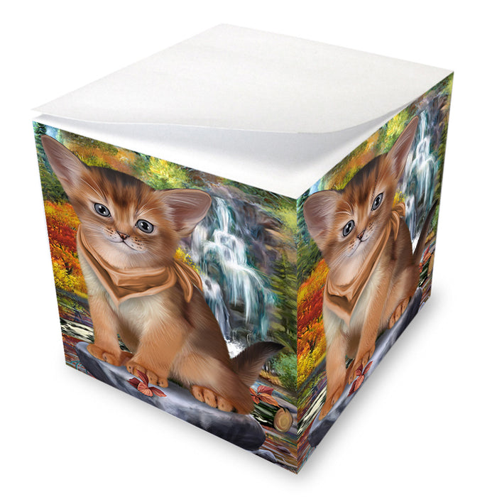 Scenic Waterfall Abyssinian Cat Note Cube NOC56308