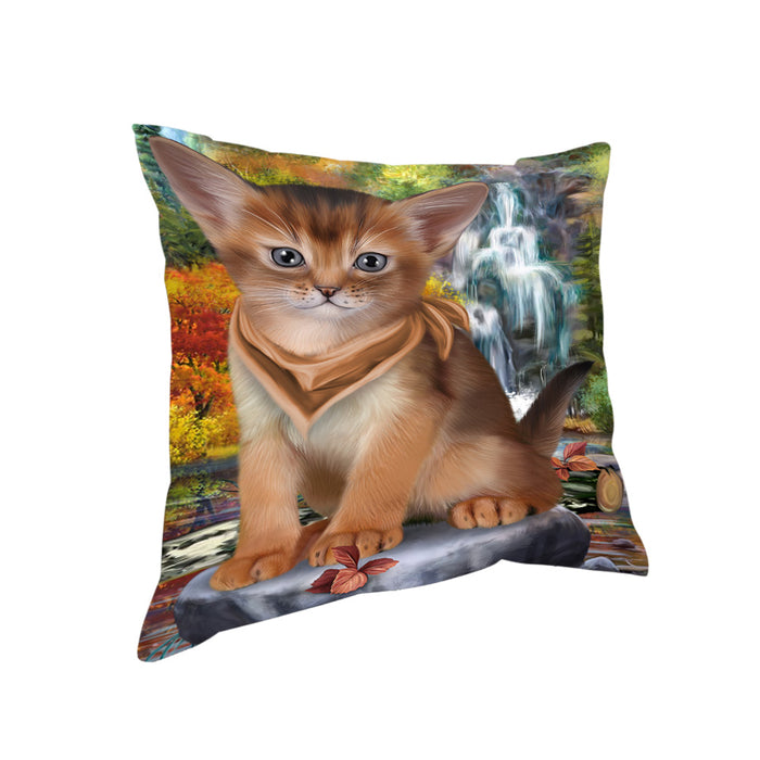 Scenic Waterfall Abyssinian Cat Pillow PIL75784