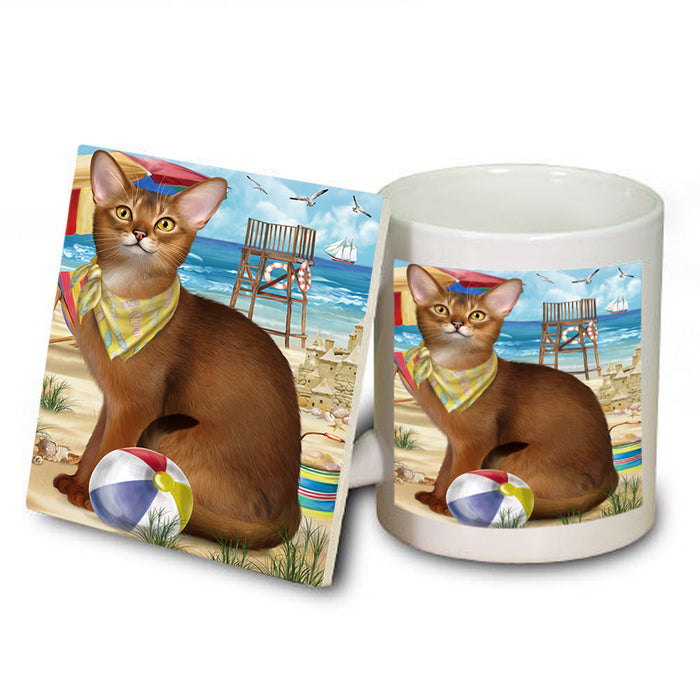 Pet Friendly Beach Abyssinian Cat Mug and Coaster Set MUC54152